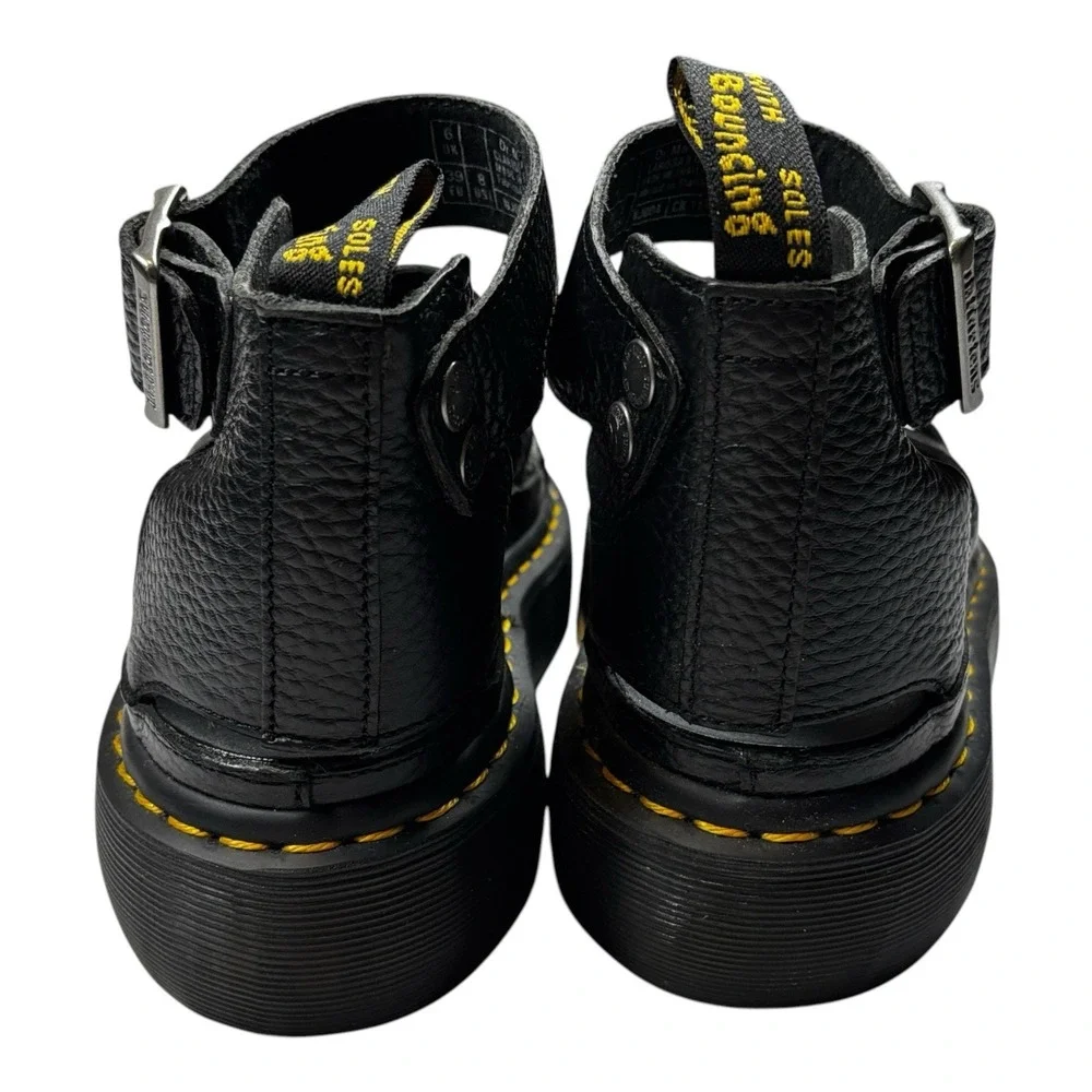 Dr. Martens Clarissa II Quad Womens 8 Black Leather Platform Sandals 24476001